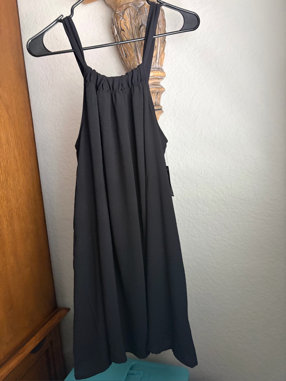 Nine West Black Sleeveless Dress with Gathered Neck